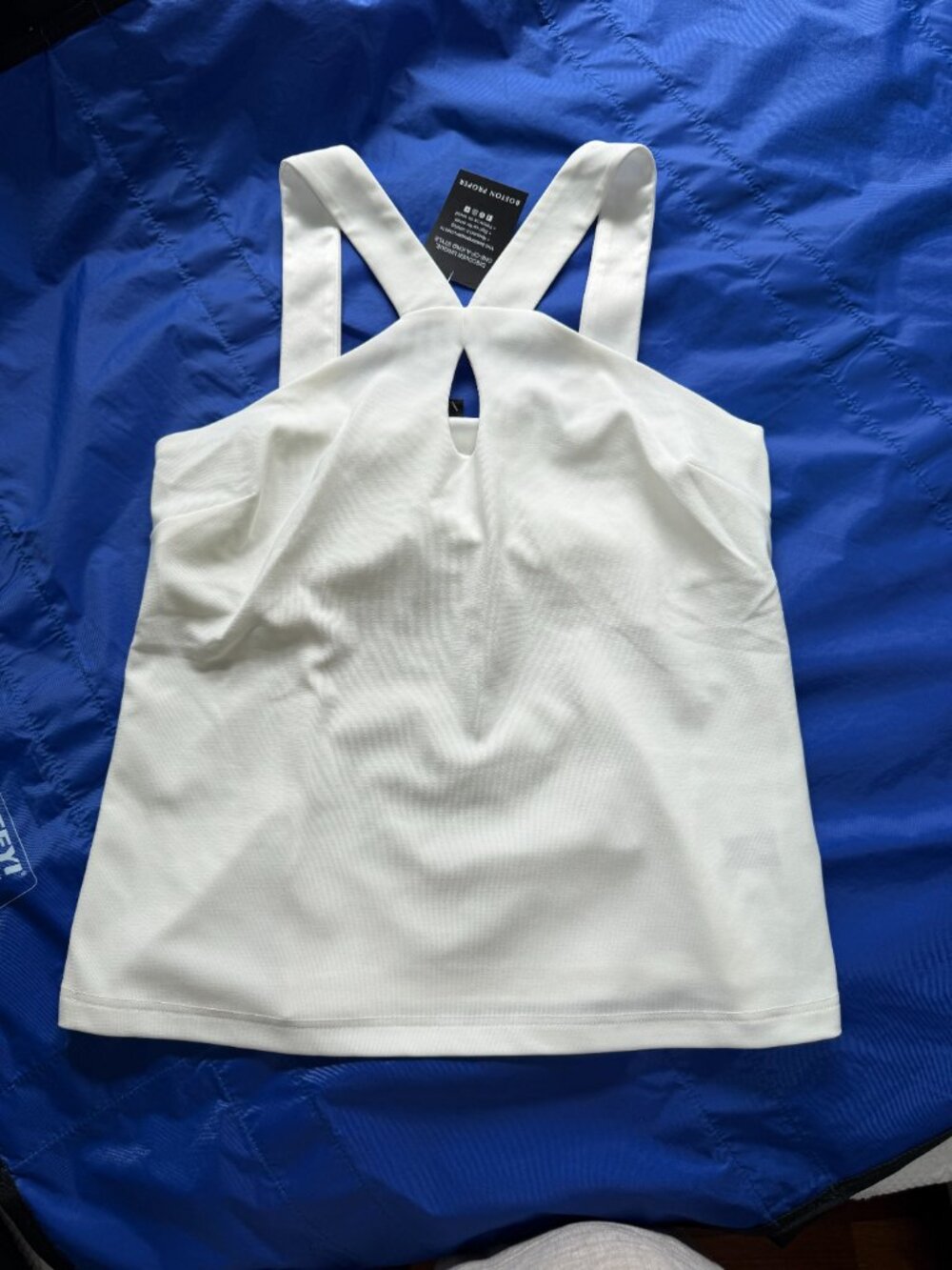 Boston Proper White Cross Back Tank Top Size Medium NWT